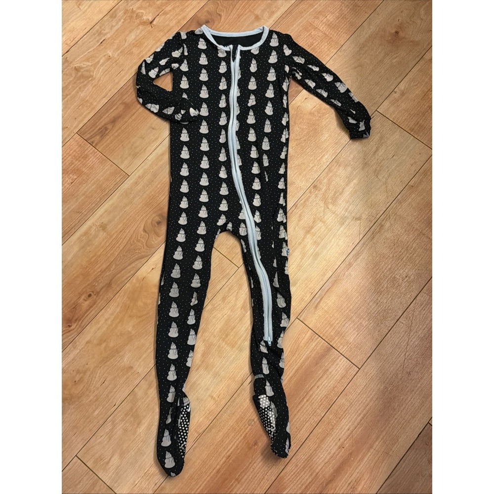Kickee Pants Toddler Boys 4T Winter Snowman Footed Sleepe Pajamas VGC